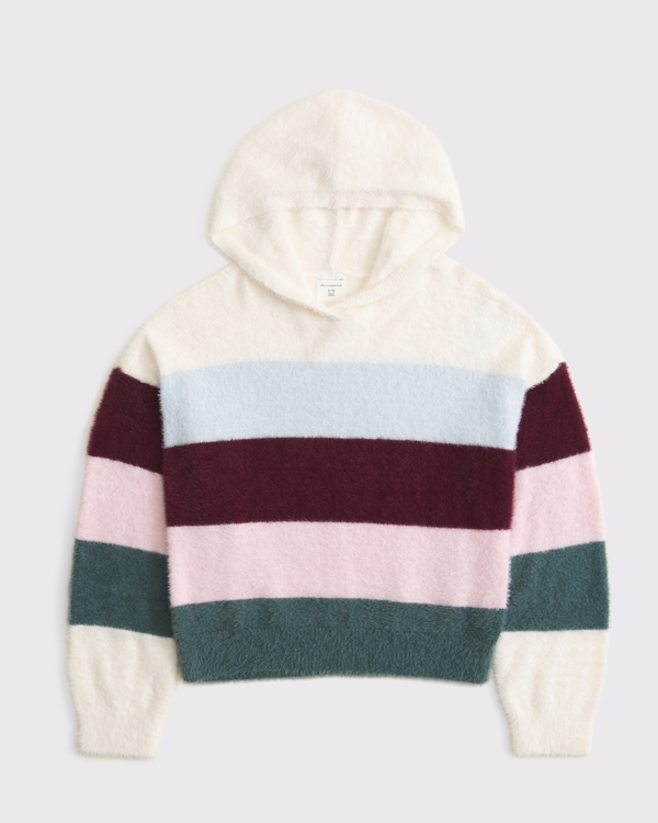 hooded sweater, Burgundy Stripe view 1