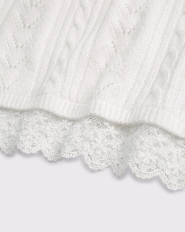 lace-trim crew sweater, White view 2