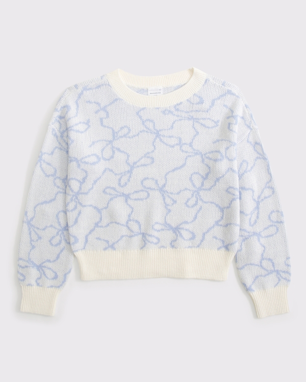 bow graphic crew sweater, Cream Pattern view 1
