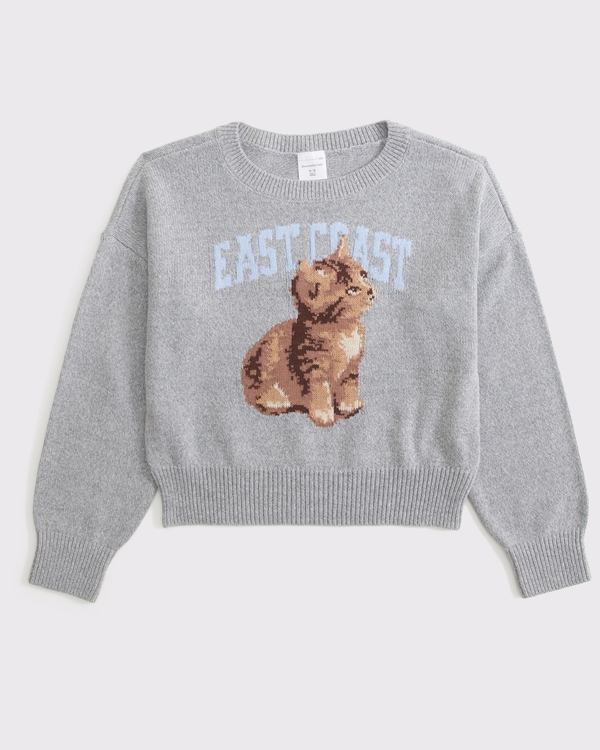 east coast graphic crew sweater, Gray view 1