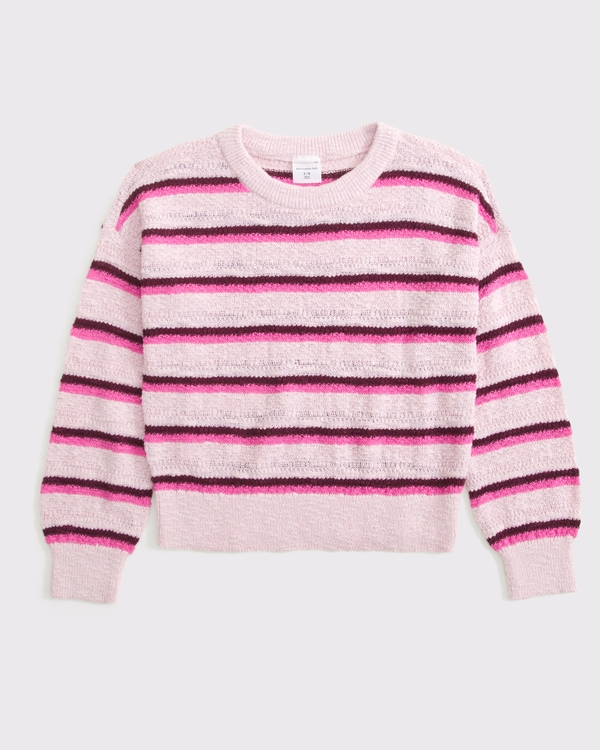 textured crew sweater, Pink Stripe view 1
