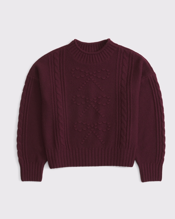 bow cable roll neck sweater