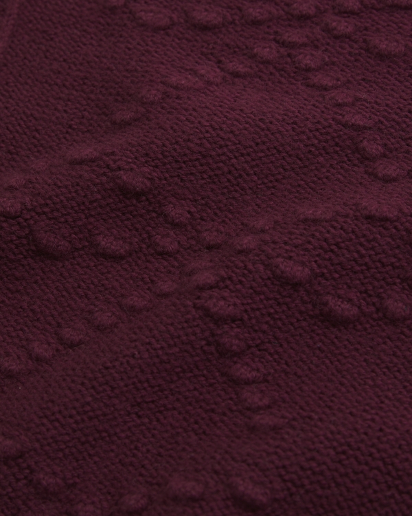 bow cable roll neck sweater, Maroon view 2