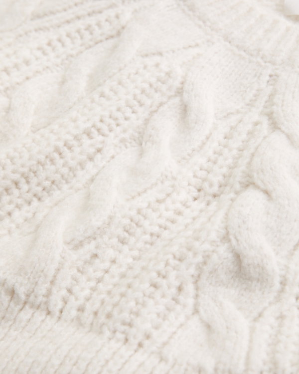 cable-knit crew sweater, Cream view 2