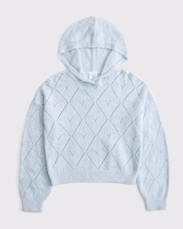 pointelle hooded sweater, Ballet Blue view 1