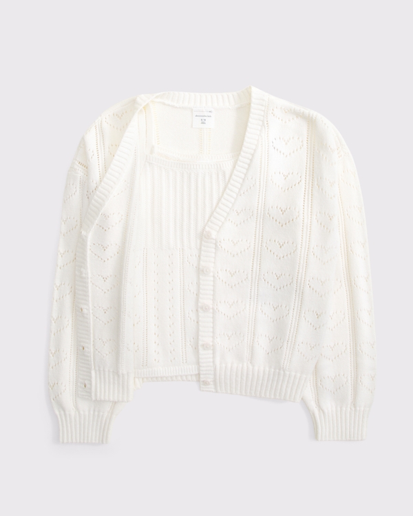 sweater cardigan tank set, White view 1