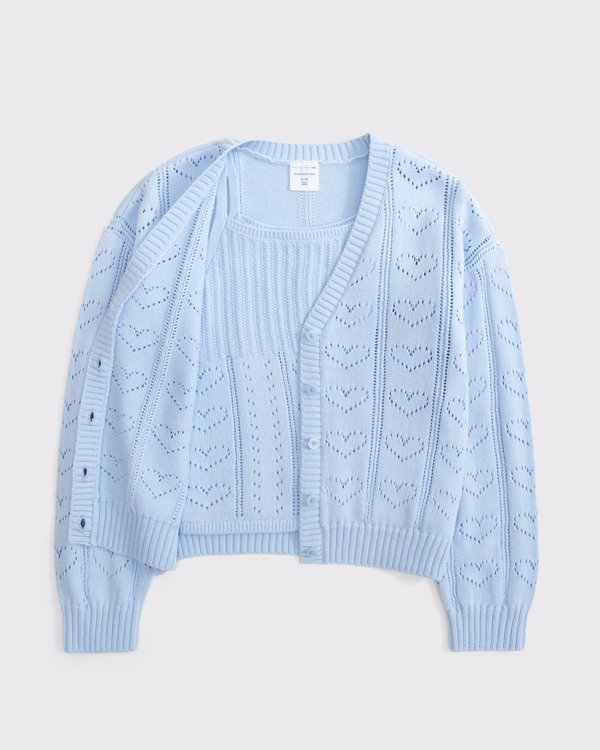 sweater cardigan tank set, Pastel Blue view 1