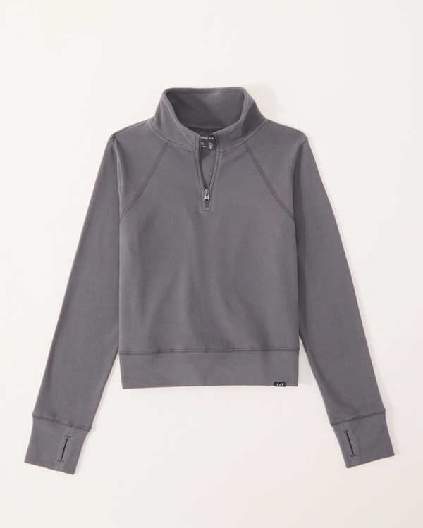 grey cropped quarter zip