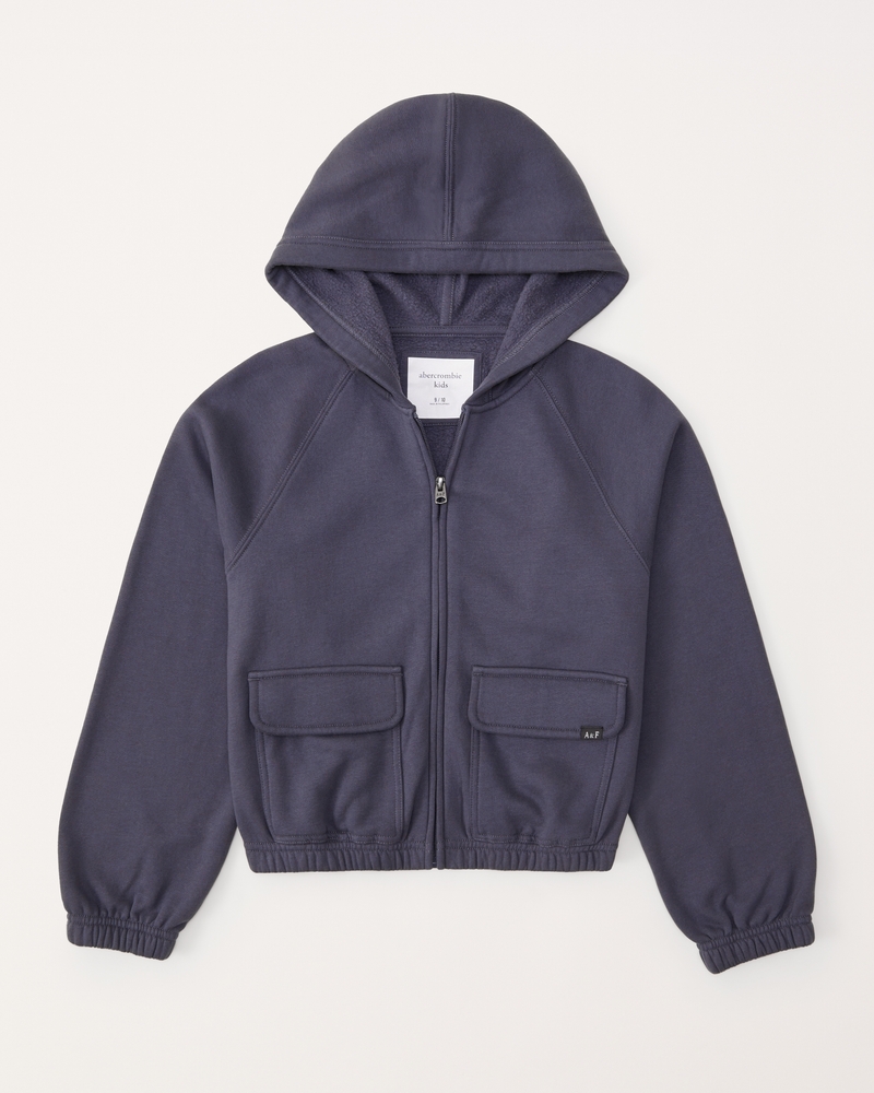 girls cargo full-zip hoodie | girls tops | Abercrombie.com