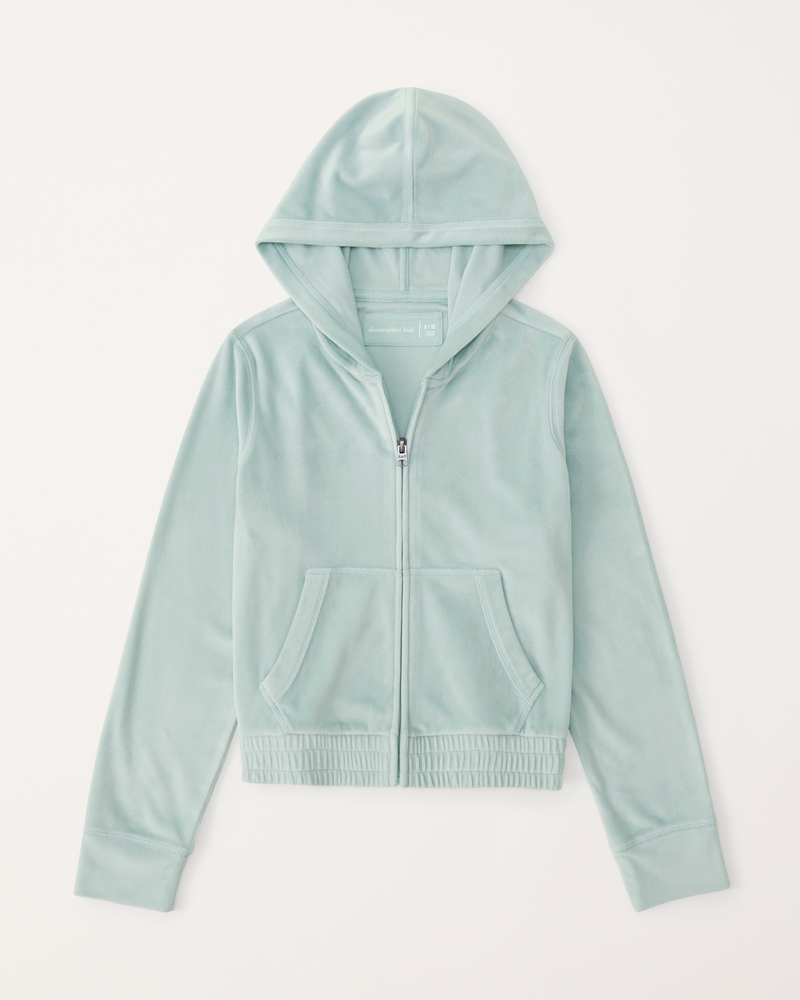 girls velour cropped full-zip hoodie | girls tops | Abercrombie.com