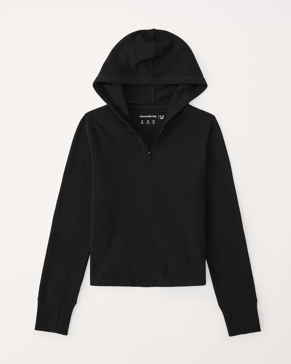 cozy active quarter-zip hoodie, Black