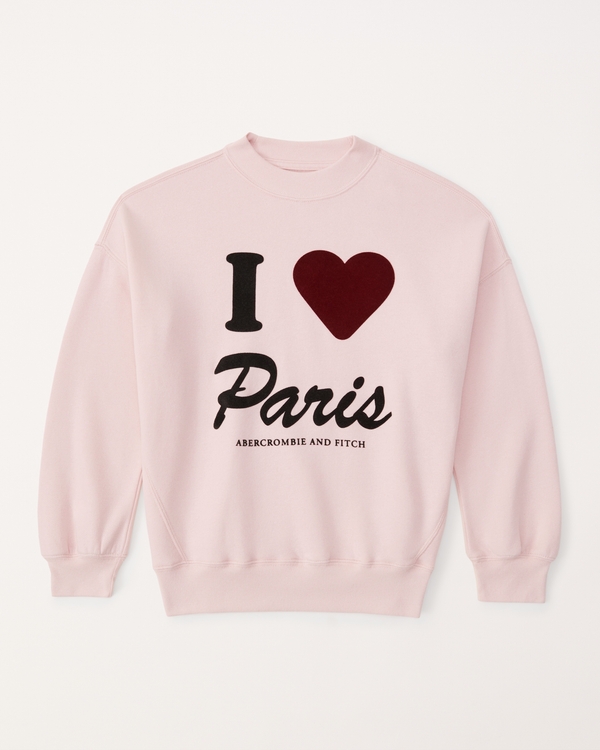 legging-friendly graphic logo crew sweatshirt, Light Pink