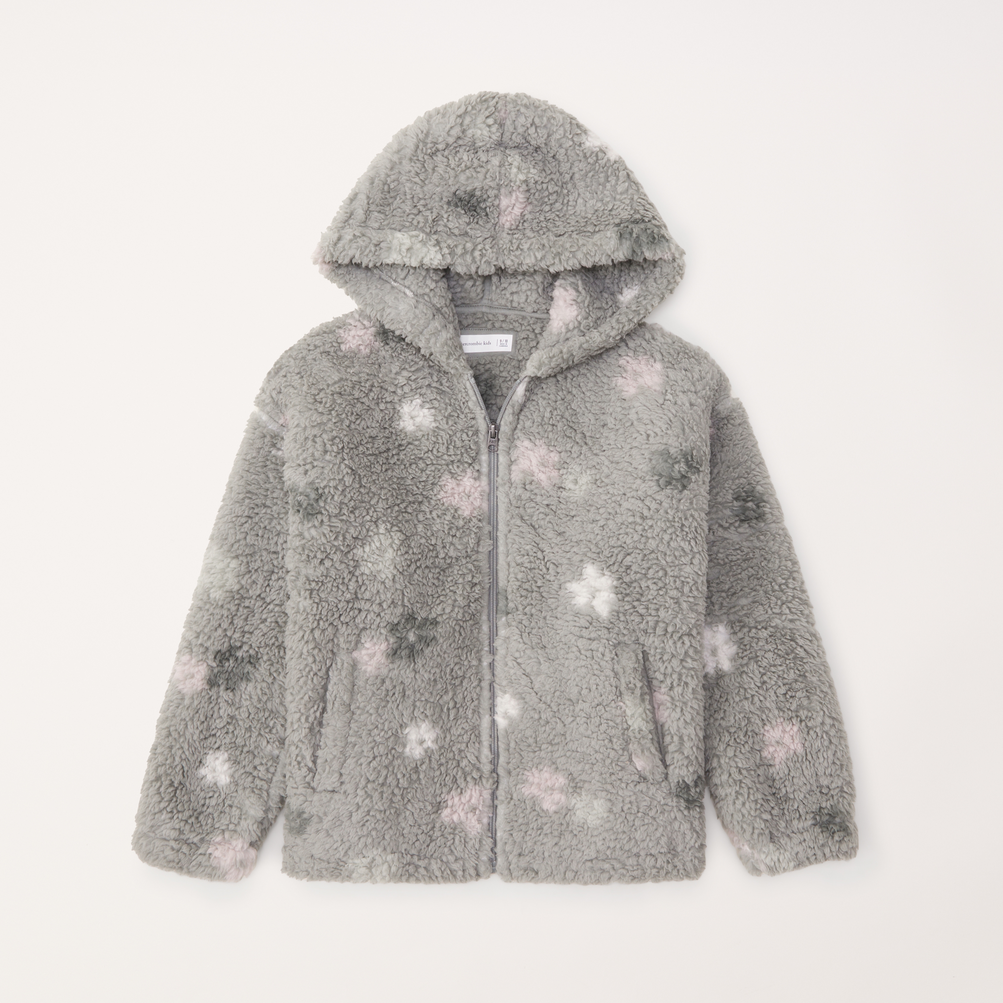 girls floral sherpa full zip hoodie girls clearance Abercrombie