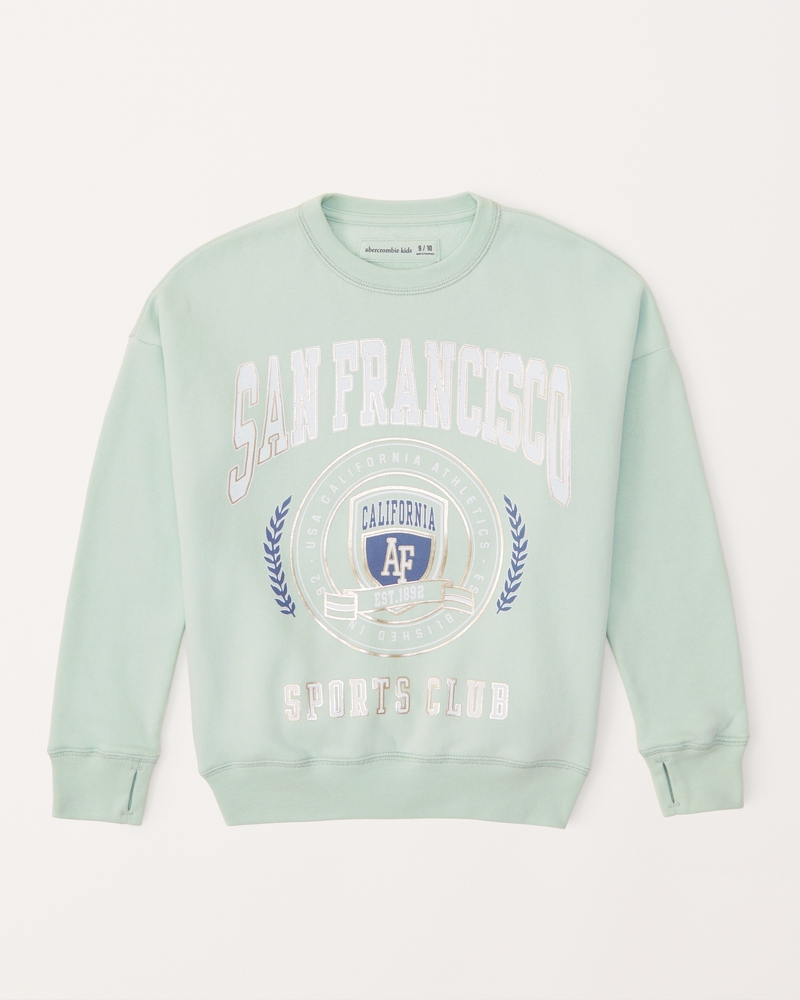 girls legging friendly graphic logo crew sweatshirt girls sale Abercrombie