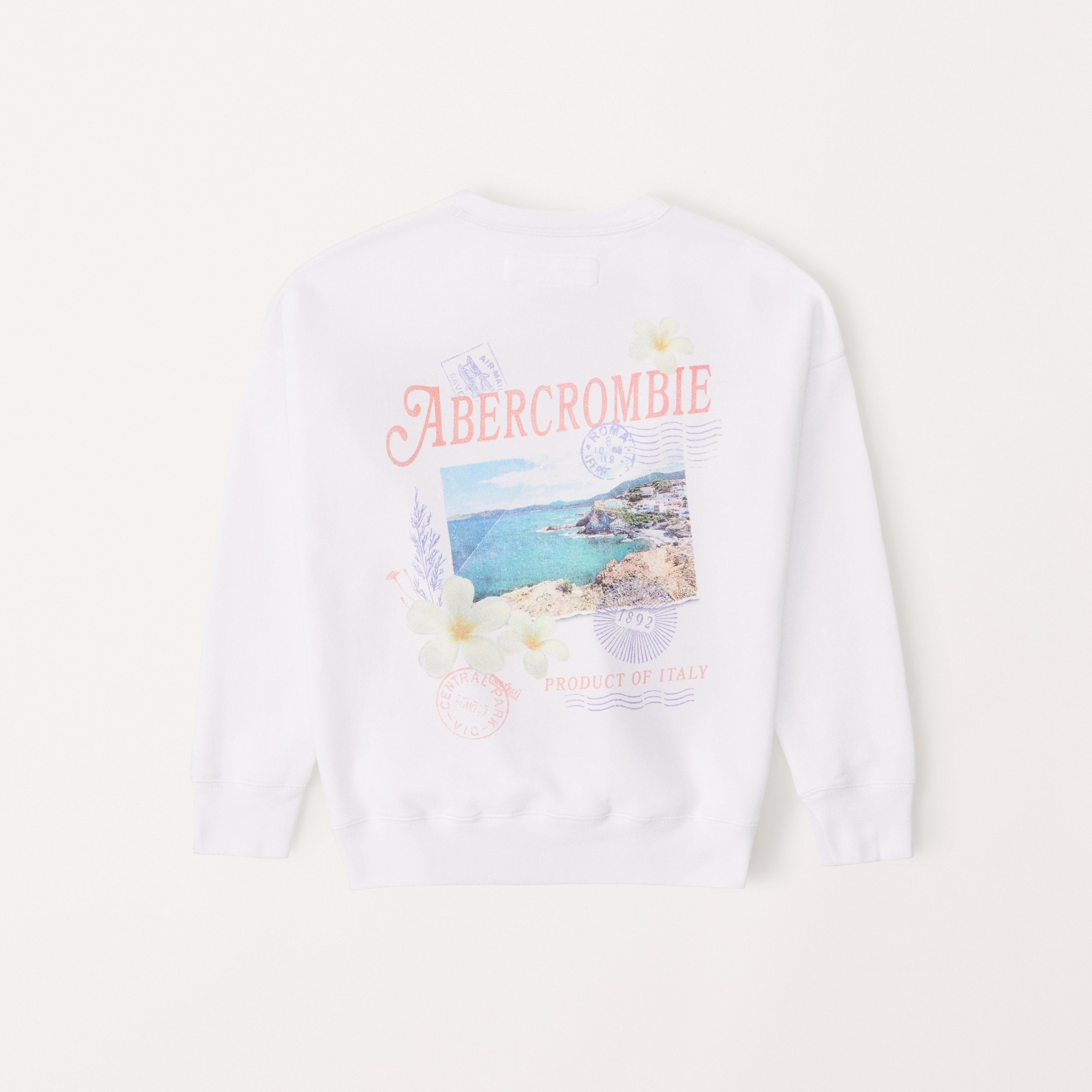 Abercrombie puff best sale sleeve logo sweatshirt