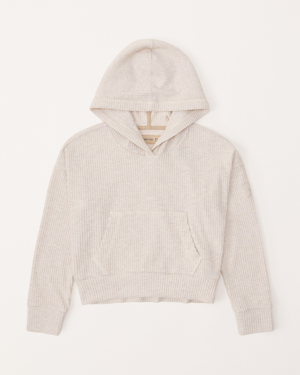 cozy ribbed popover hoodie, Oatmeal
