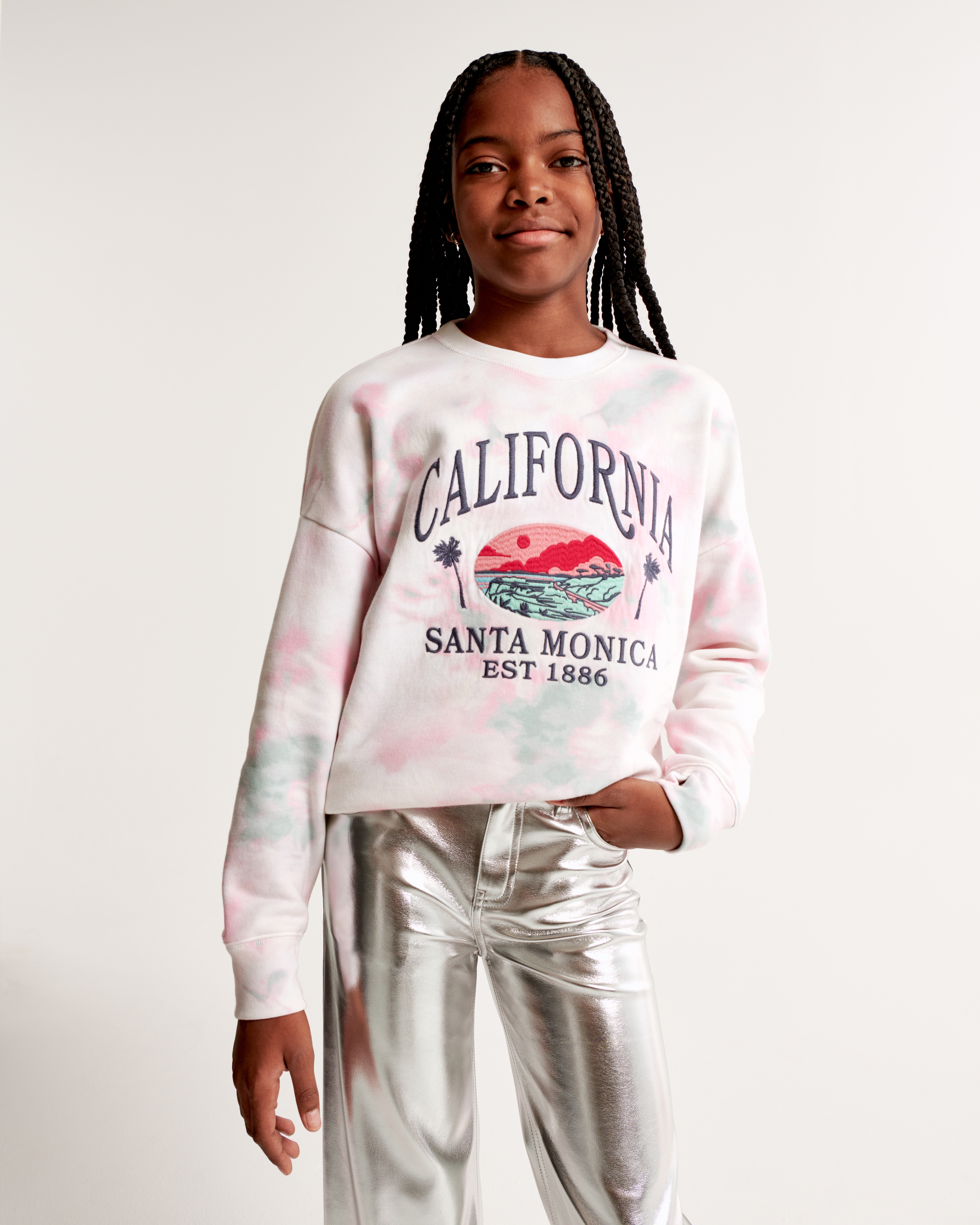 girls tie dye destination crew sweatshirt girls sale Abercrombie