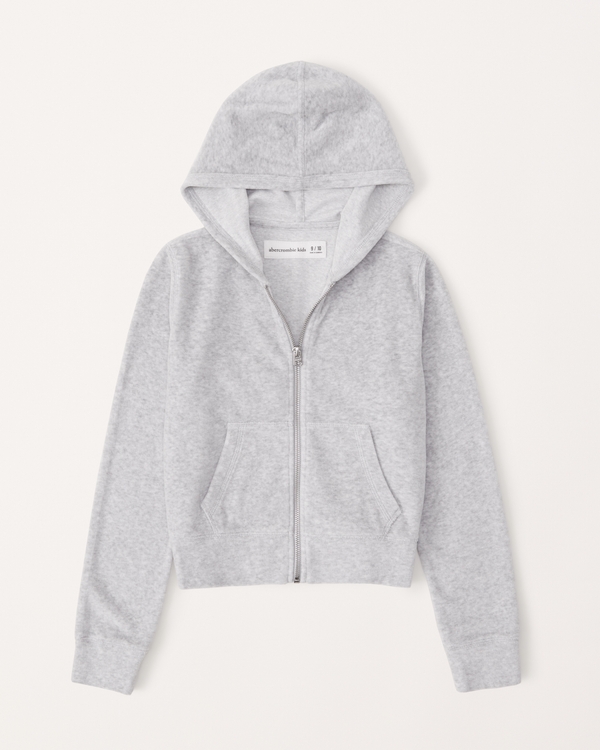 chenille full-zip hoodie, Light Grey