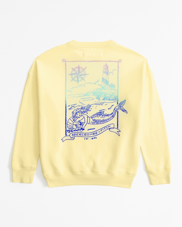 legging-friendly graphic logo crew sweatshirt, Yellow