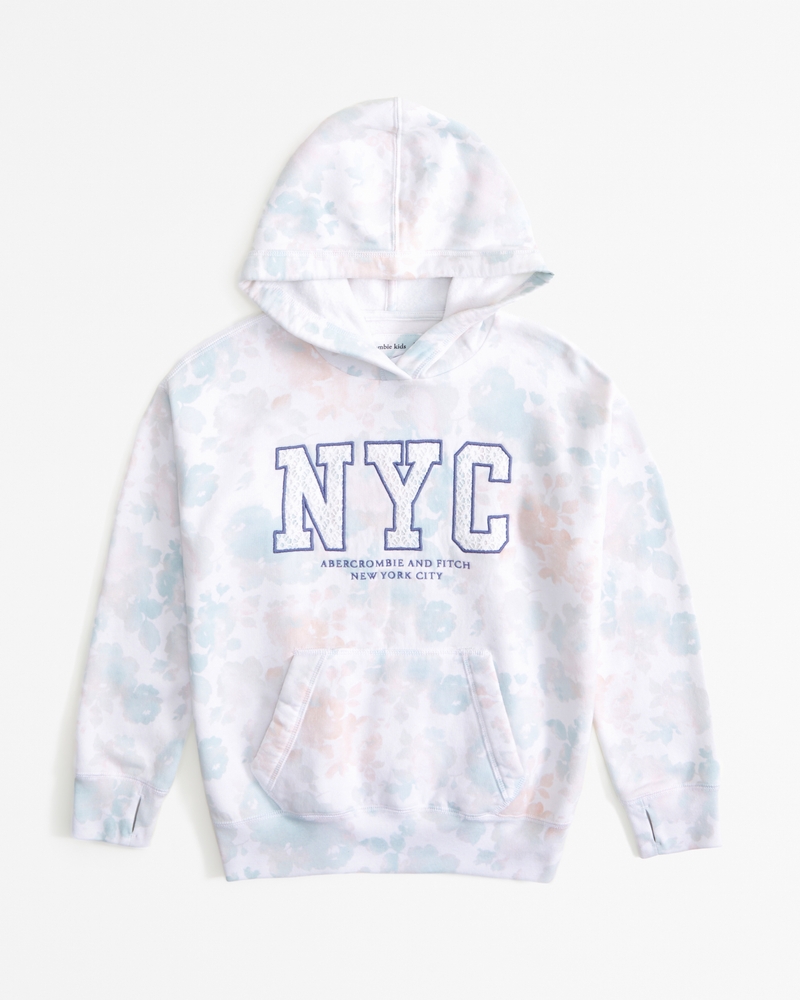 oversized tie dye embroidered logo popover hoodie