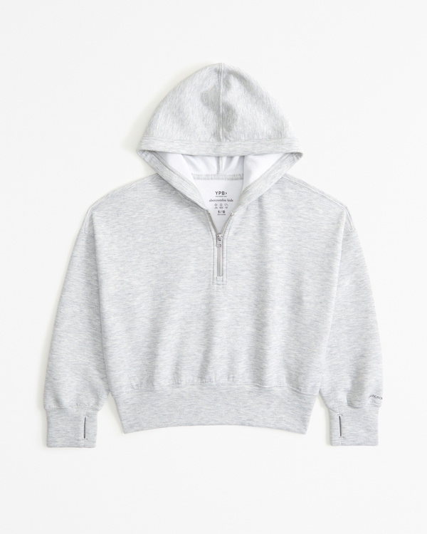 ypb neoknit active quarter-zip hoodie, Light Grey