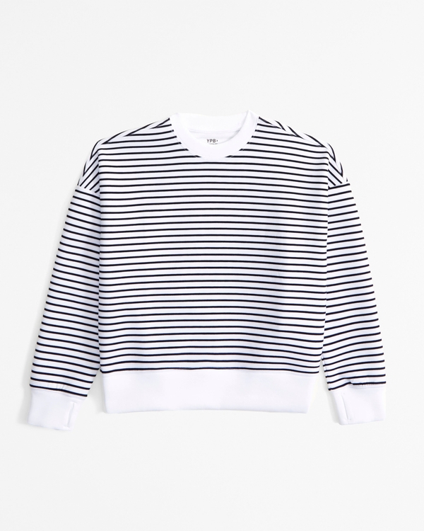 ypb neoknit active crew sweatshirt, White Stripe