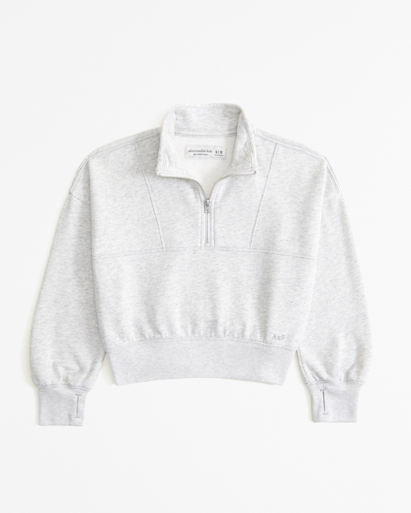 essential sunday half-zip sweatshirt, Light Grey