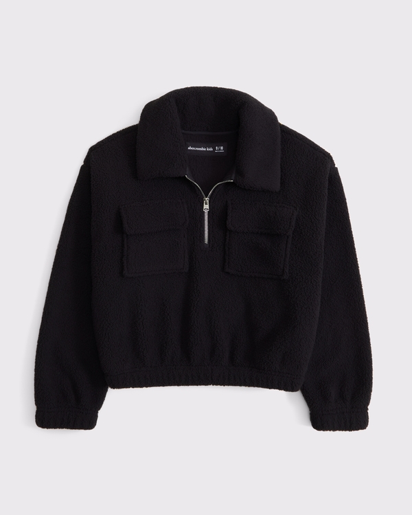 sherpa collar quarter-zip sweatshirt, Black view 1