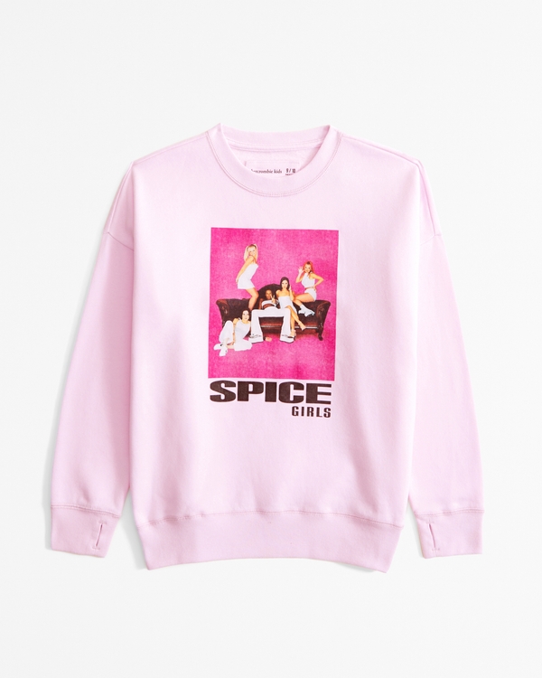 legging-friendly spice girls graphic crew sweatshirt, Powder Pink view 1