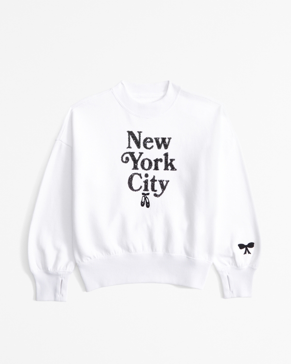 graphic crew sweatshirt, White