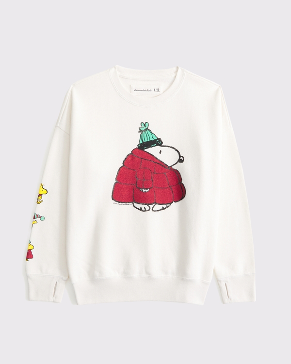 legging-friendly snoopy graphic crew sweatshirt, Cream view 1