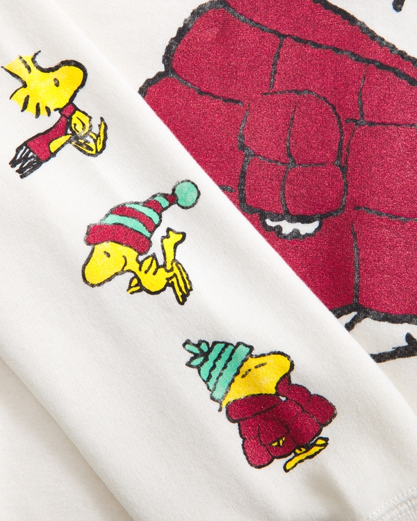 legging-friendly snoopy graphic crew sweatshirt, Cream view 2