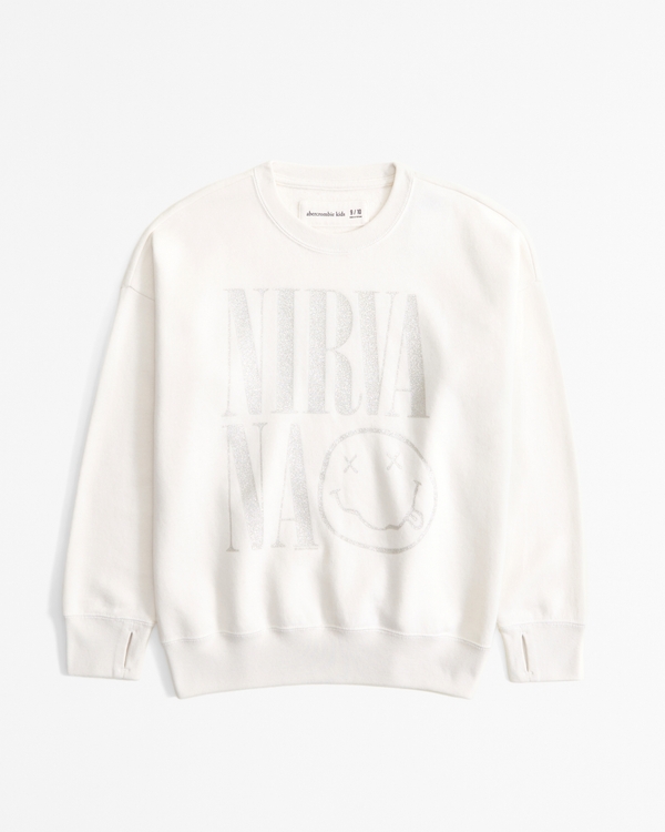 legging-friendly nirvana graphic crew sweatshirt, Cream view 1