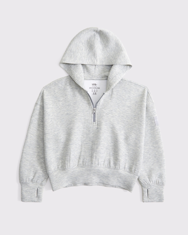 ypb neoknit active quarter-zip hoodie, Light Gray view 1