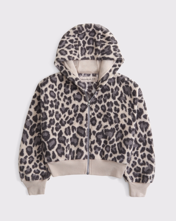 hooded sherpa shirt jacket, Brown Pattern view 2