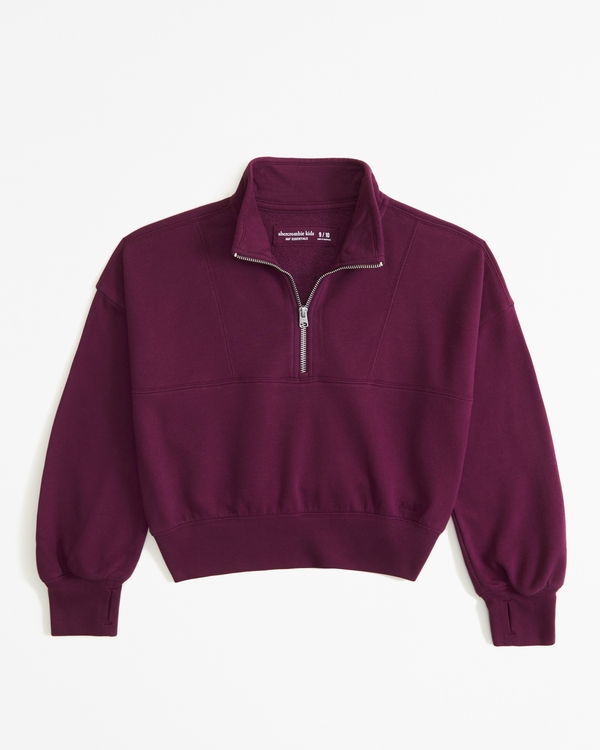 essential sunday half-zip sweatshirt, Burgundy