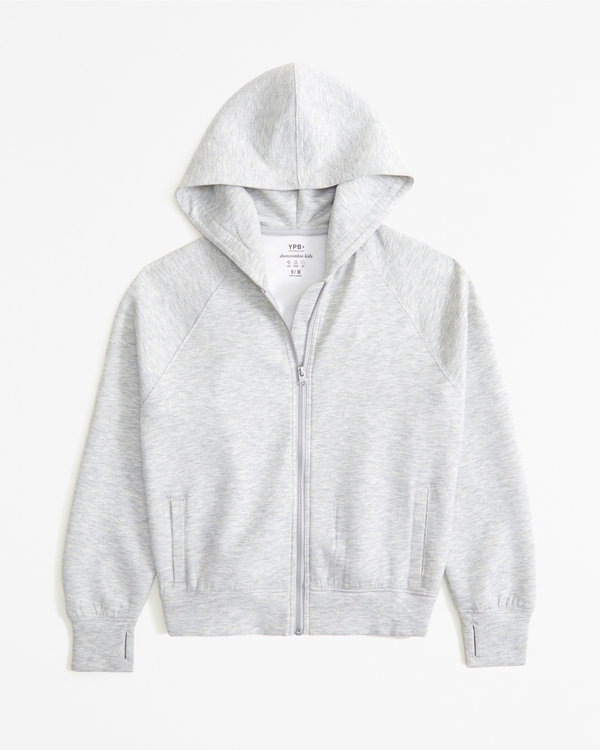 ypb neoknit active long-length full-zip hoodie, Light Grey