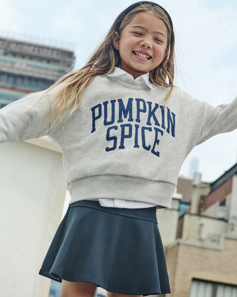 legging-friendly sporty graphic crew sweatshirt