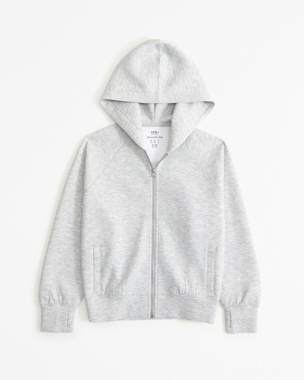 ypb neoknit legging-friendly full-zip hoodie, Light Gray view 1