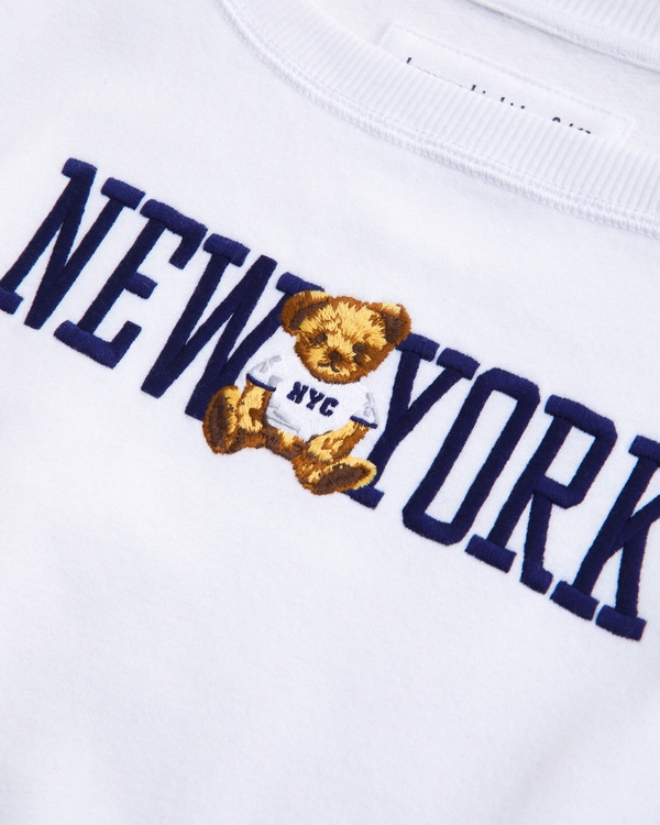 off-the-shoulder graphic crew sweatshirt, White view 2