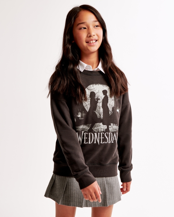 legging-friendly wednesday graphic crew sweatshirt, Dark Gray