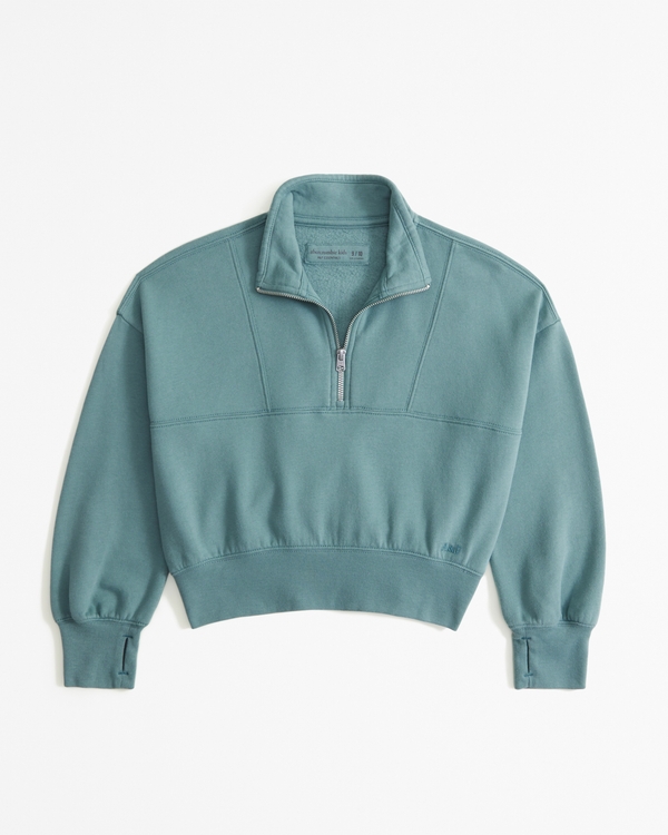 essential sunday half-zip sweatshirt, Dusty Teal