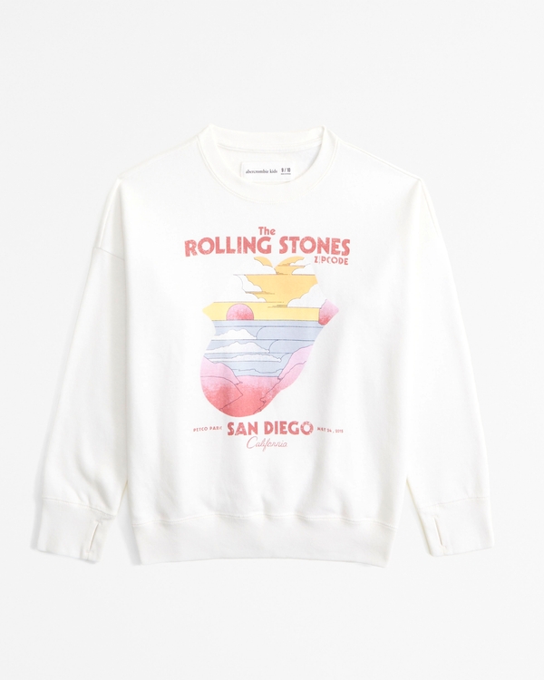 legging-friendly rolling stones graphic crew sweatshirt, Cream view 1