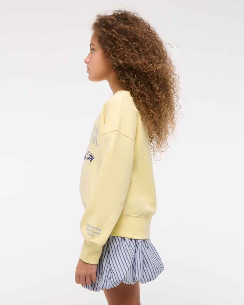 off-the-shoulder graphic crew sweatshirt