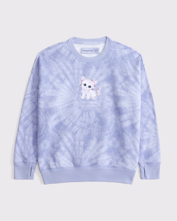 legging-friendly graphic crew sweatshirt, Blue Pattern view 1