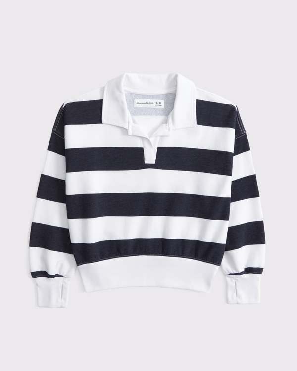 collared polo sweatshirt, Navy Stripe view 2