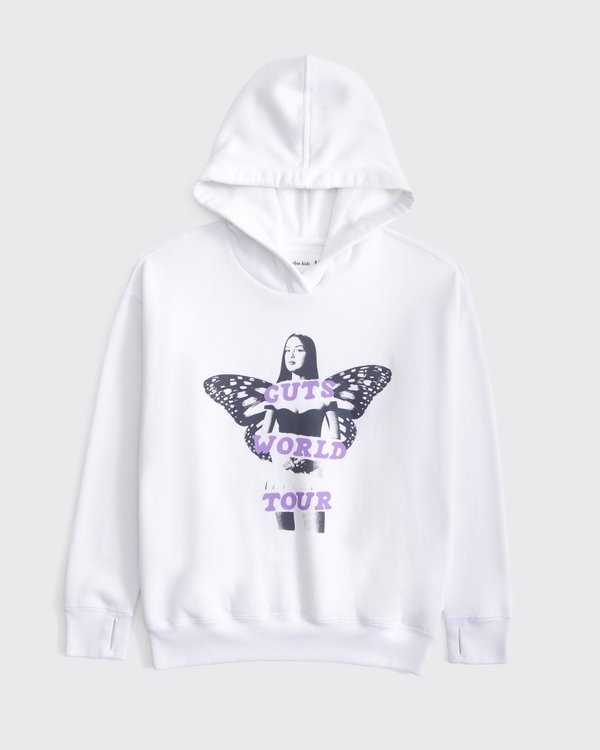 legging-friendly olivia rodrigo graphic popover hoodie, White view 1