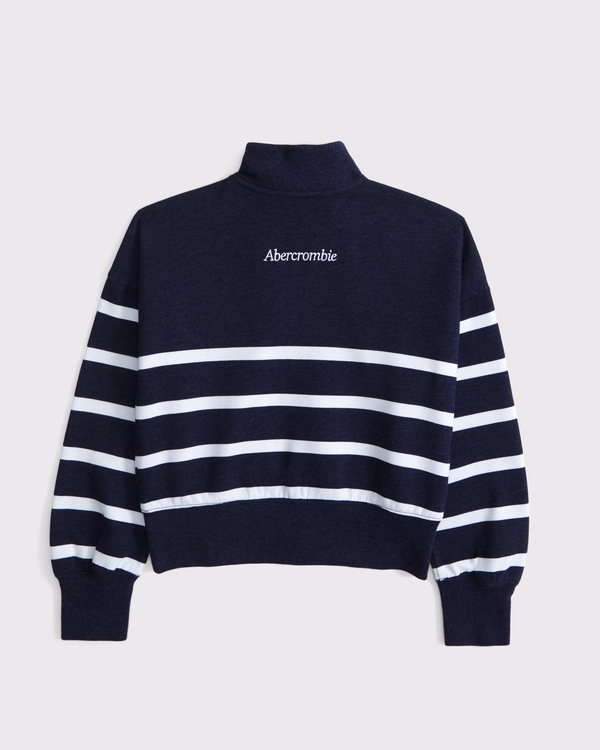 logo quarter-zip sweatshirt, Navy Stripe view 2