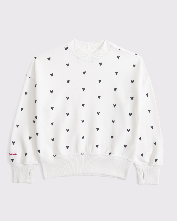 hearts graphic crew sweatshirt, Cream view 1