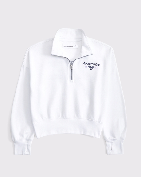 logo quarter-zip sweatshirt, White view 2